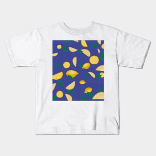 Lemon lovers blue background digital pattern Kids T-Shirt